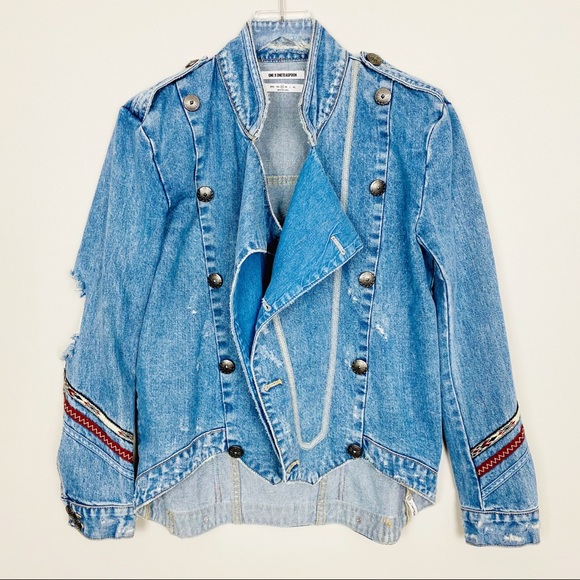 One Teaspoon Jackets & Blazers - ONE TEASPOON Denim Military Jacket S Embroidery